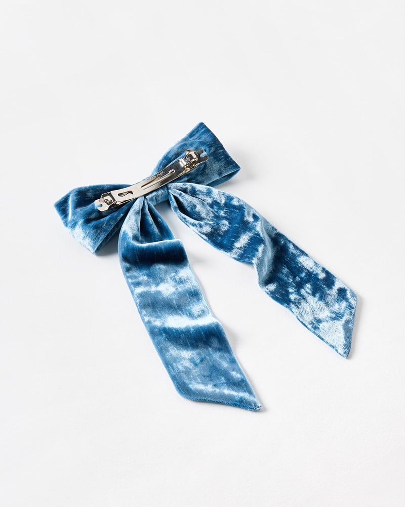 Adara Blue Velvet Gem Hair Bow