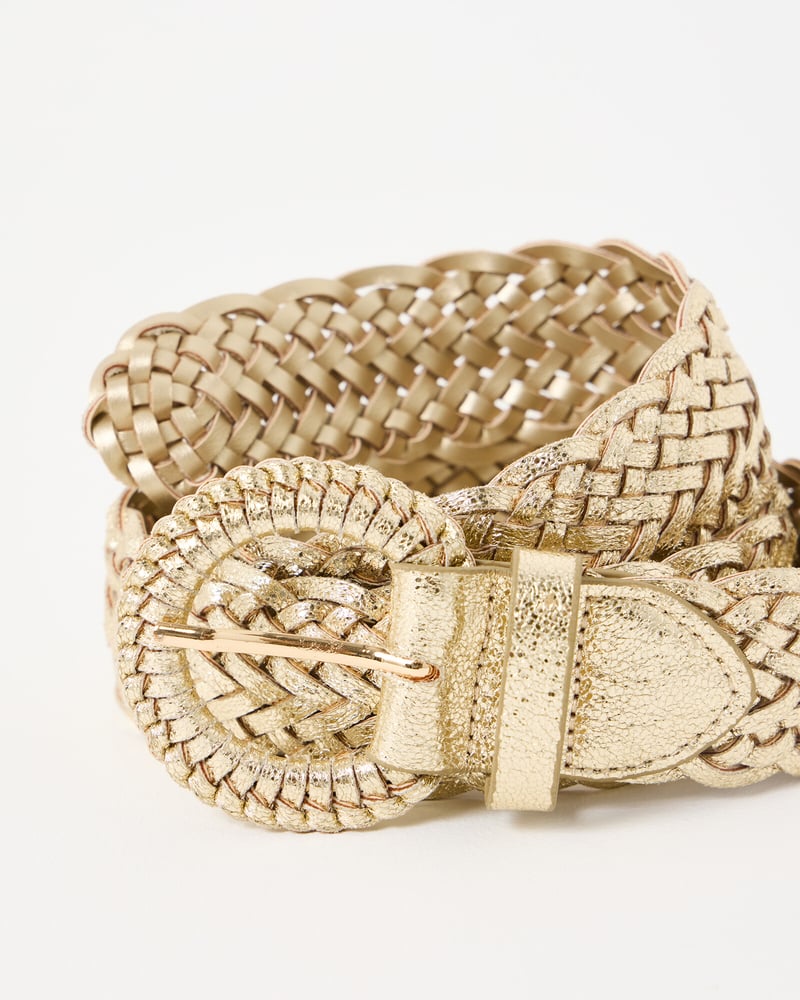 Gold Metallic Braided Weave Jeans Belt
