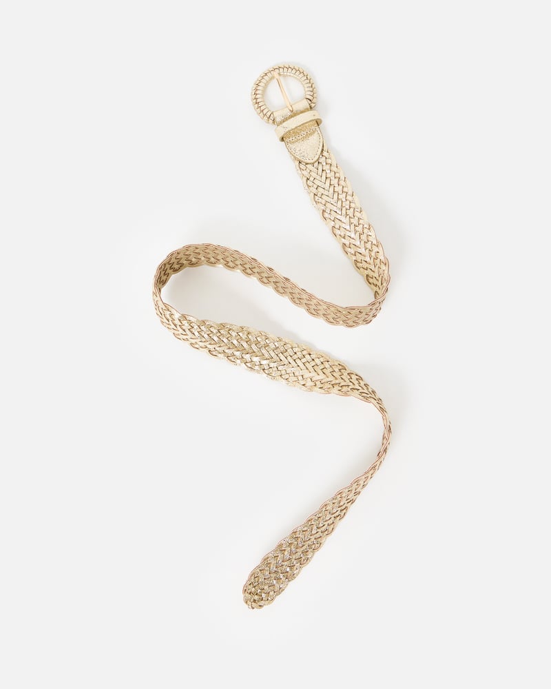 Gold Metallic Braided Weave Jeans Belt
