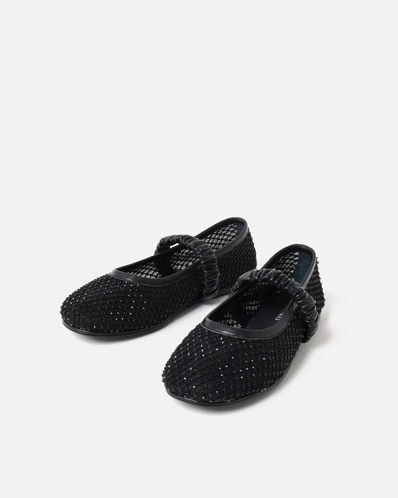 Black Sparkle Mesh Ballet Flats