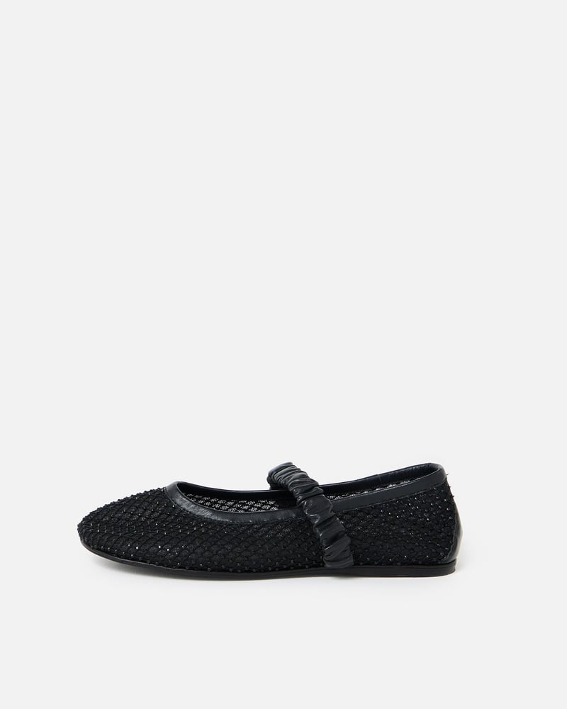 Black Sparkle Mesh Ballet Flats