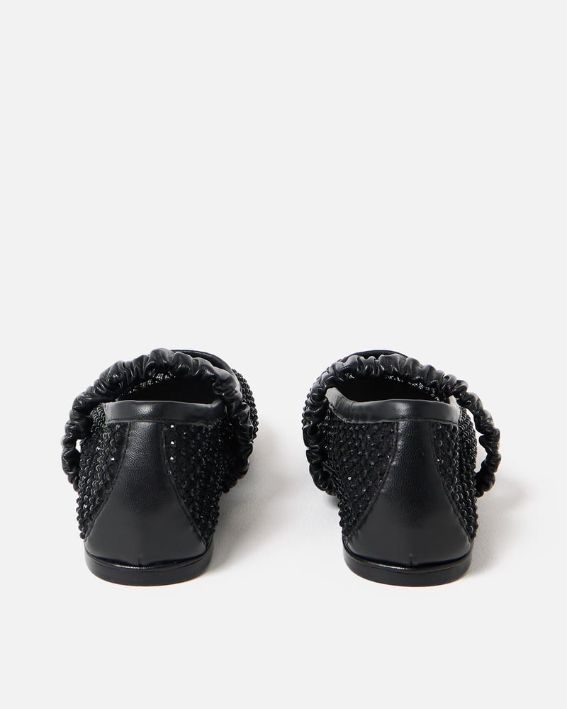 Black Sparkle Mesh Ballet Flats
