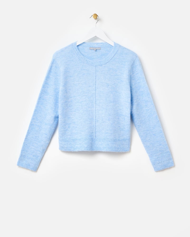 Light Blue Seam Detail Knitted Jumper