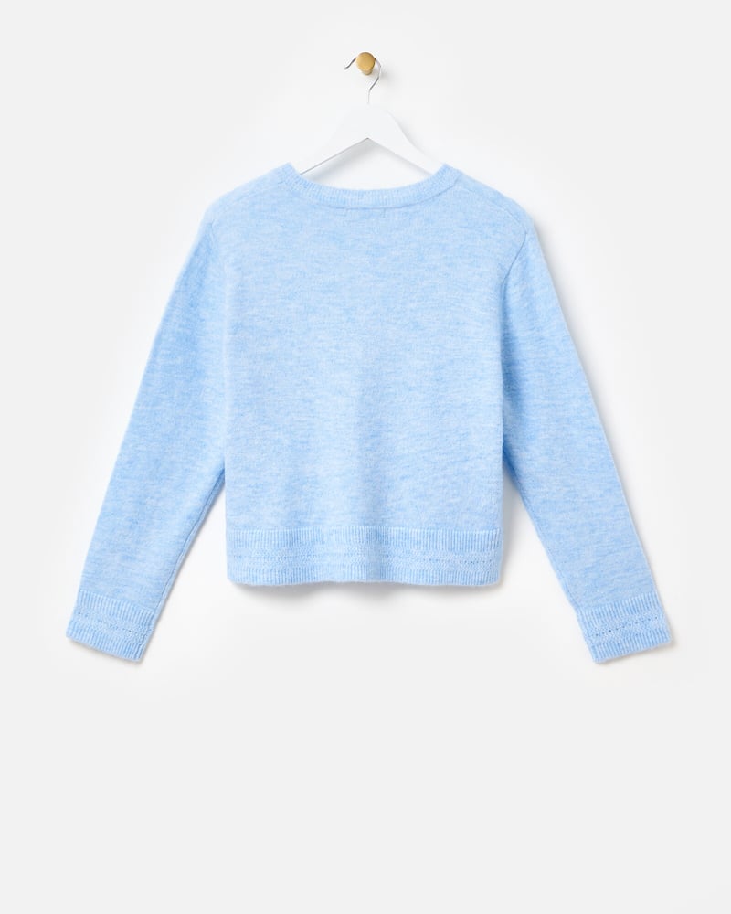 Light Blue Seam Detail Knitted Jumper