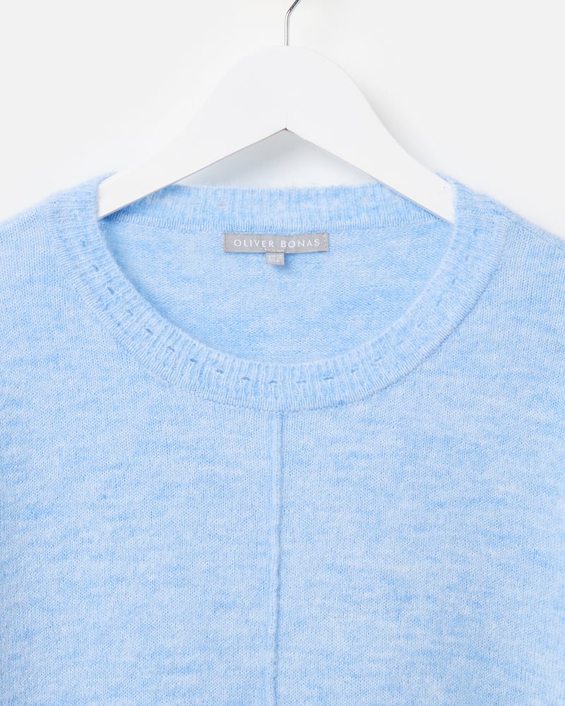 Light Blue Seam Detail Knitted Jumper