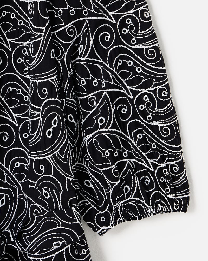 Black & White Contrast Broderie Tiered Mini Dress