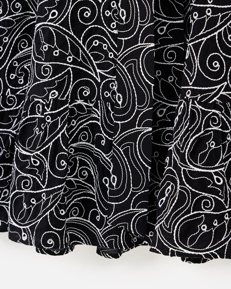 Black & White Contrast Broderie Tiered Mini Dress