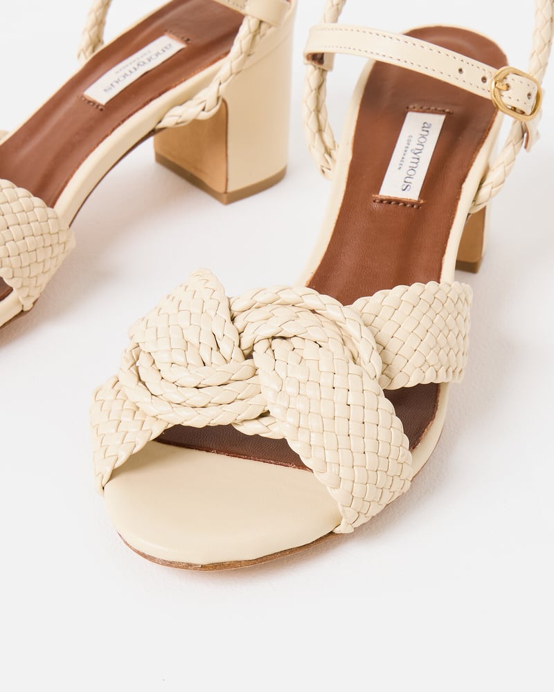 Anonymous Copenhagen Dilaya 55 White Sand Braided Heeled Sandals