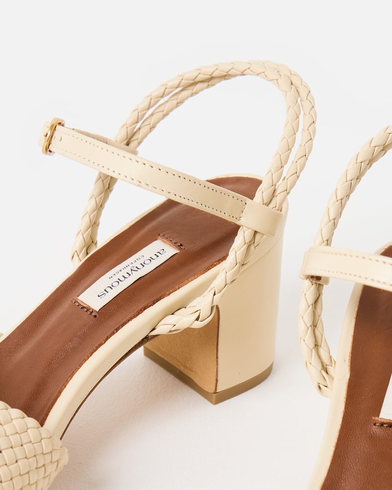 Anonymous Copenhagen Dilaya 55 White Sand Braided Heeled Sandals
