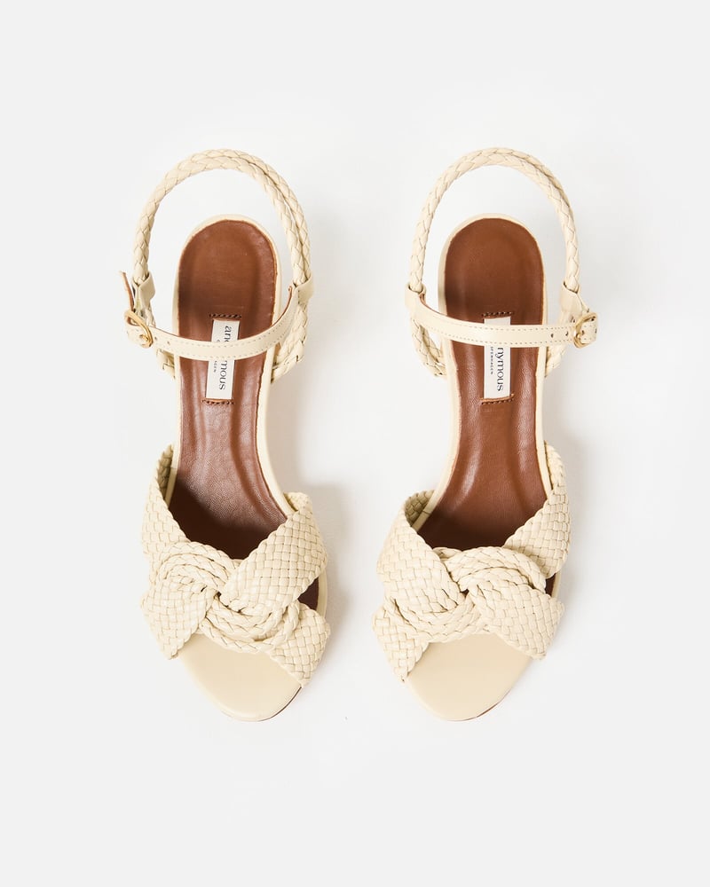 Anonymous Copenhagen Dilaya 55 White Sand Braided Heeled Sandals