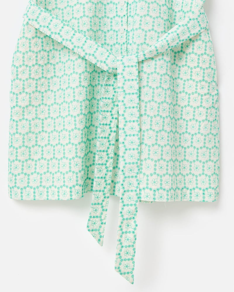 Cream & Green Floral Broderie Mini Shirt Dress