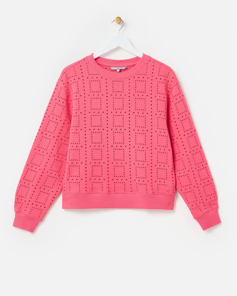 Pink Square Broderie Cotton Sweatshirt