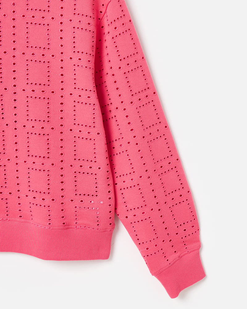 Pink Square Broderie Cotton Sweatshirt