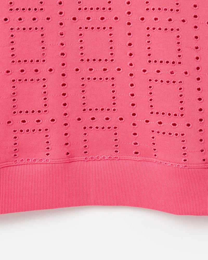 Pink Square Broderie Cotton Sweatshirt