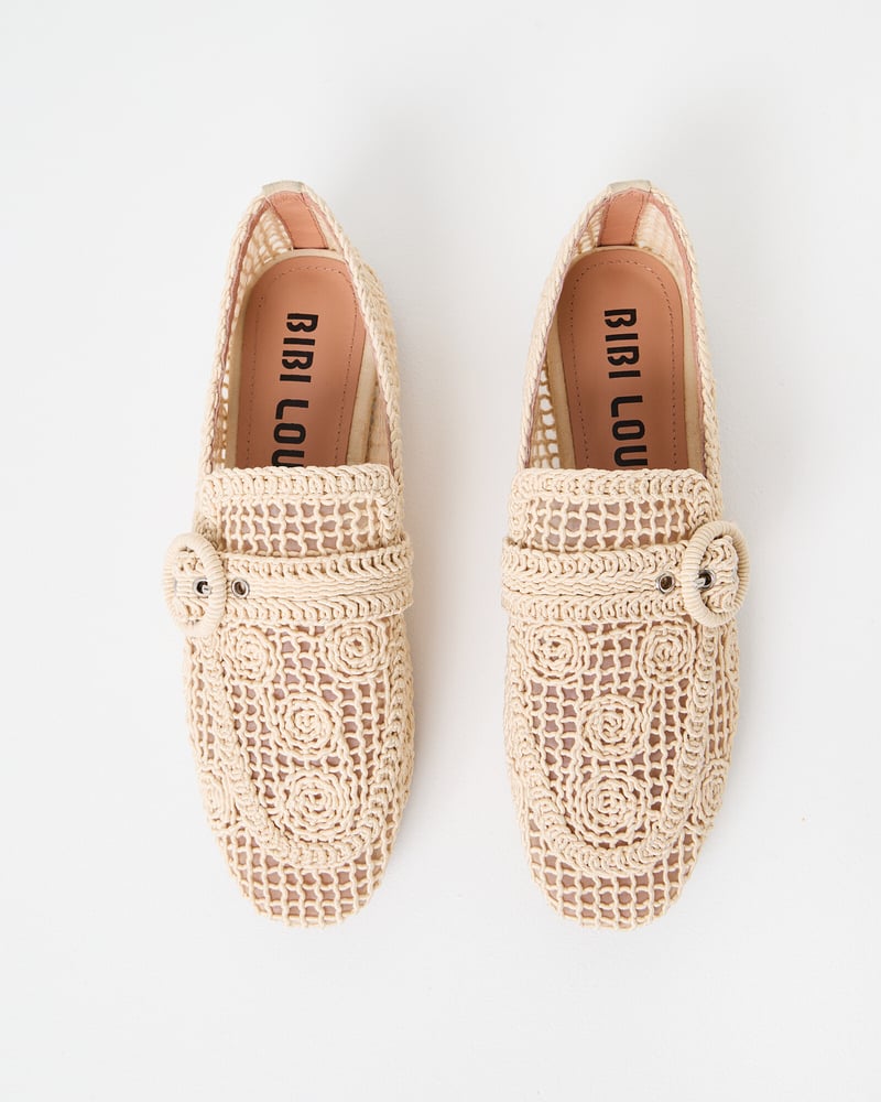 Bibi Lou Ecru Cream Macrame Loafers