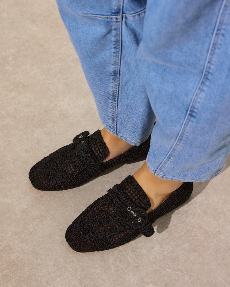 Bibi Lou Black Macrame Loafers