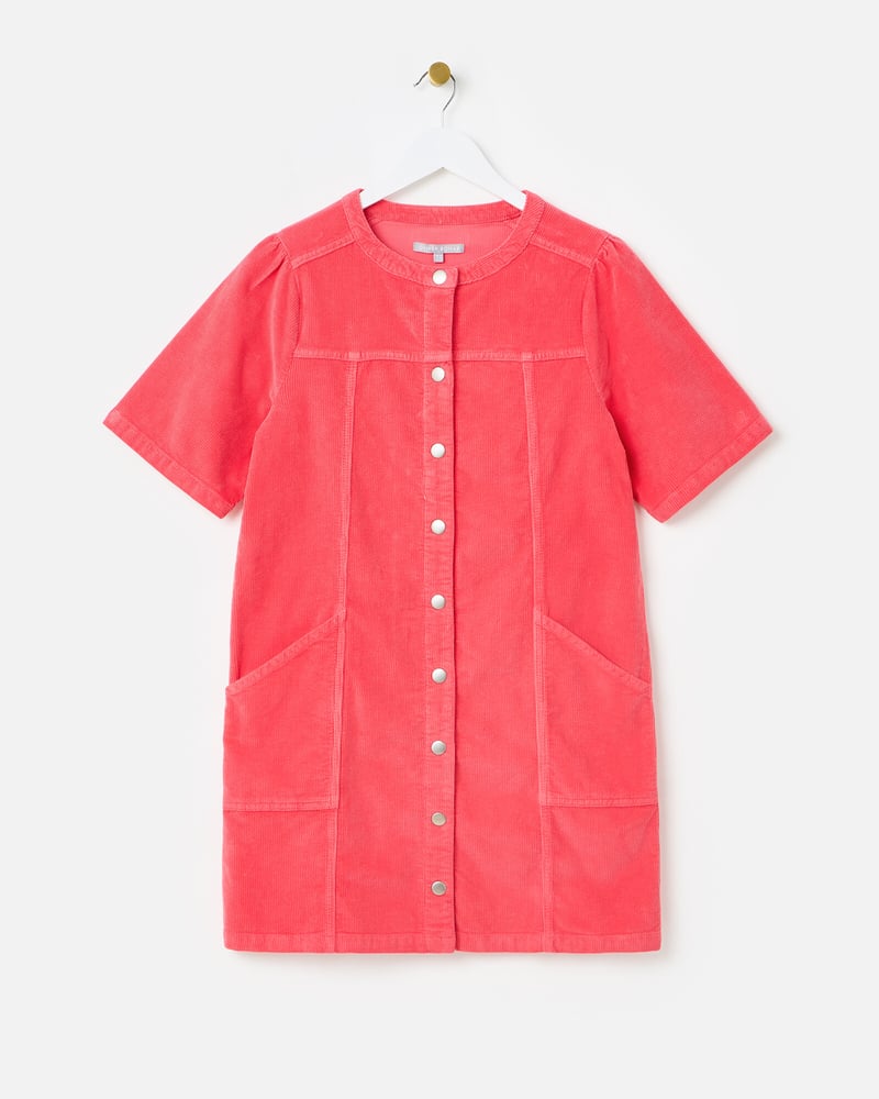 Coral Pink Corduroy Mini Dress