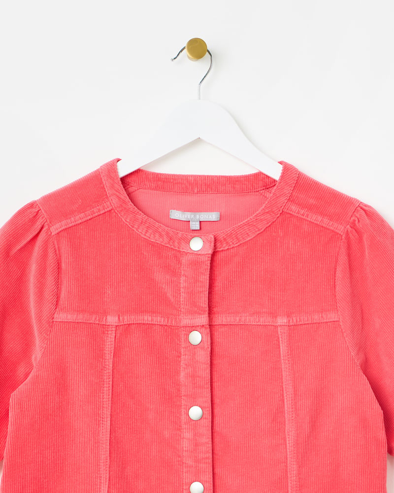 Coral Pink Corduroy Mini Dress