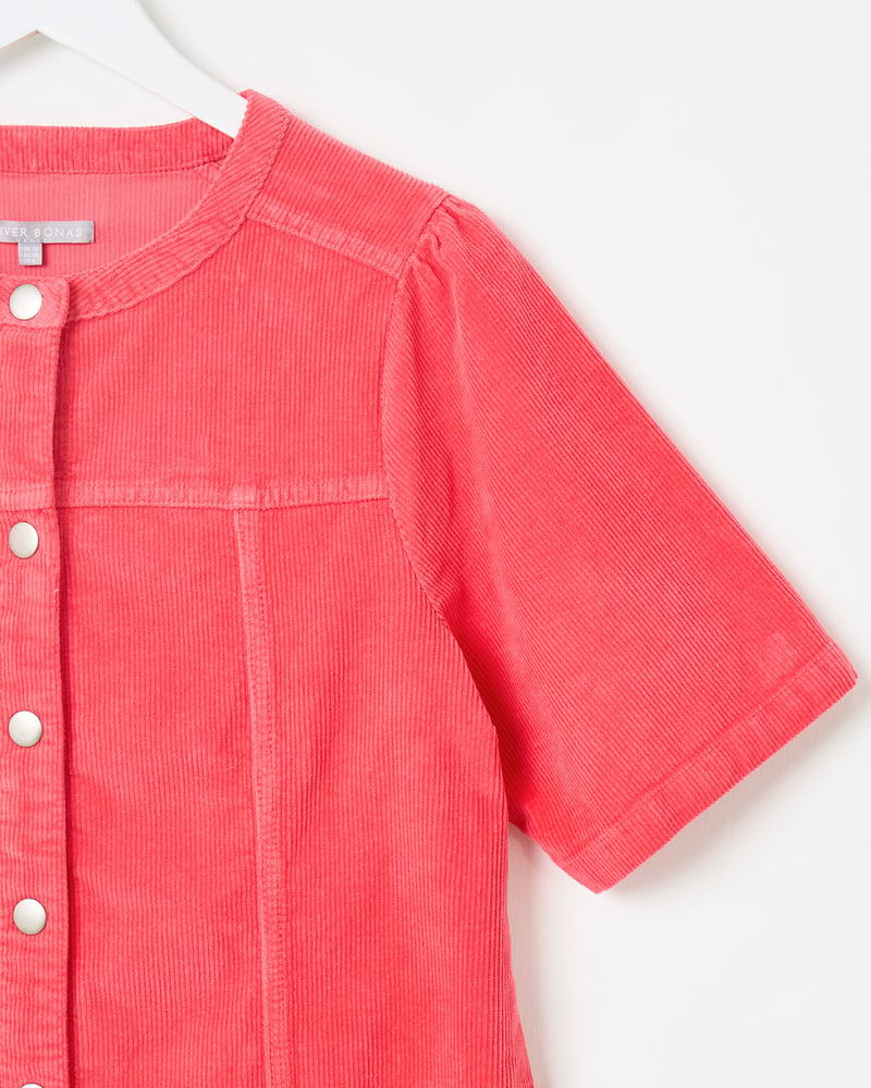 Coral Pink Corduroy Mini Dress