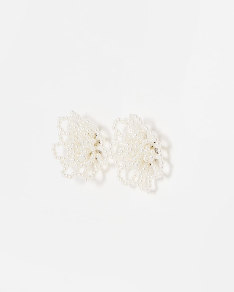 Tate Large Statement Faux Pearl Flower Earrings