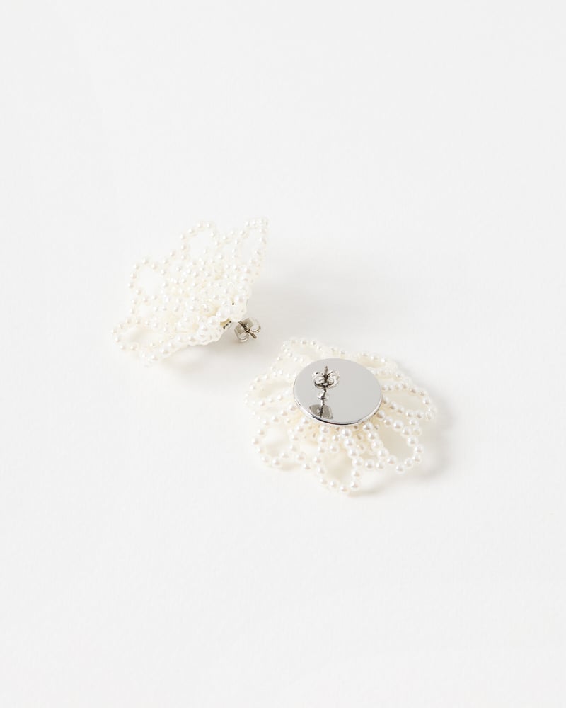 Tate Large Statement Faux Pearl Flower Earrings