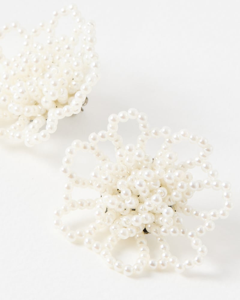 Tate Large Statement Faux Pearl Flower Earrings