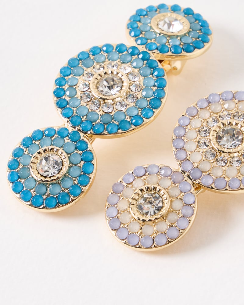 Melinda Blue Circular Stone Hair Clips Set of Two