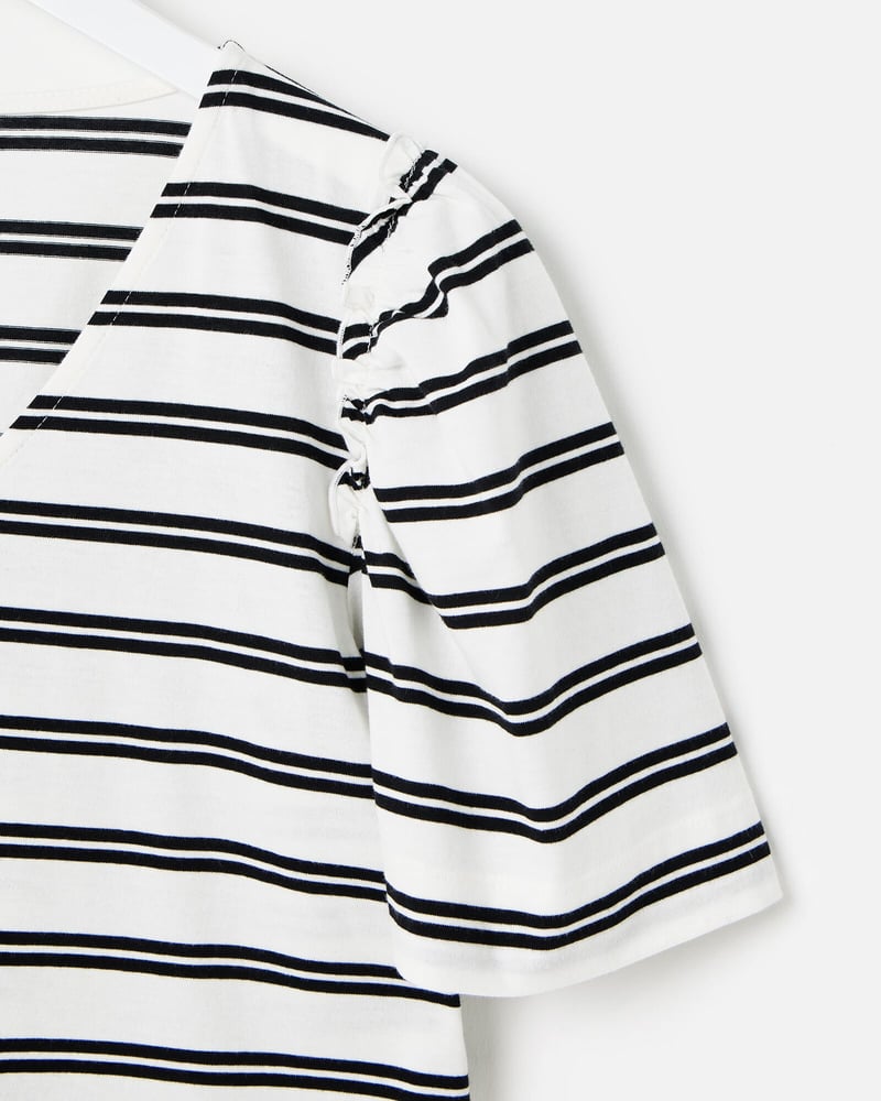 Monochrome Striped V-Neck T-Shirt