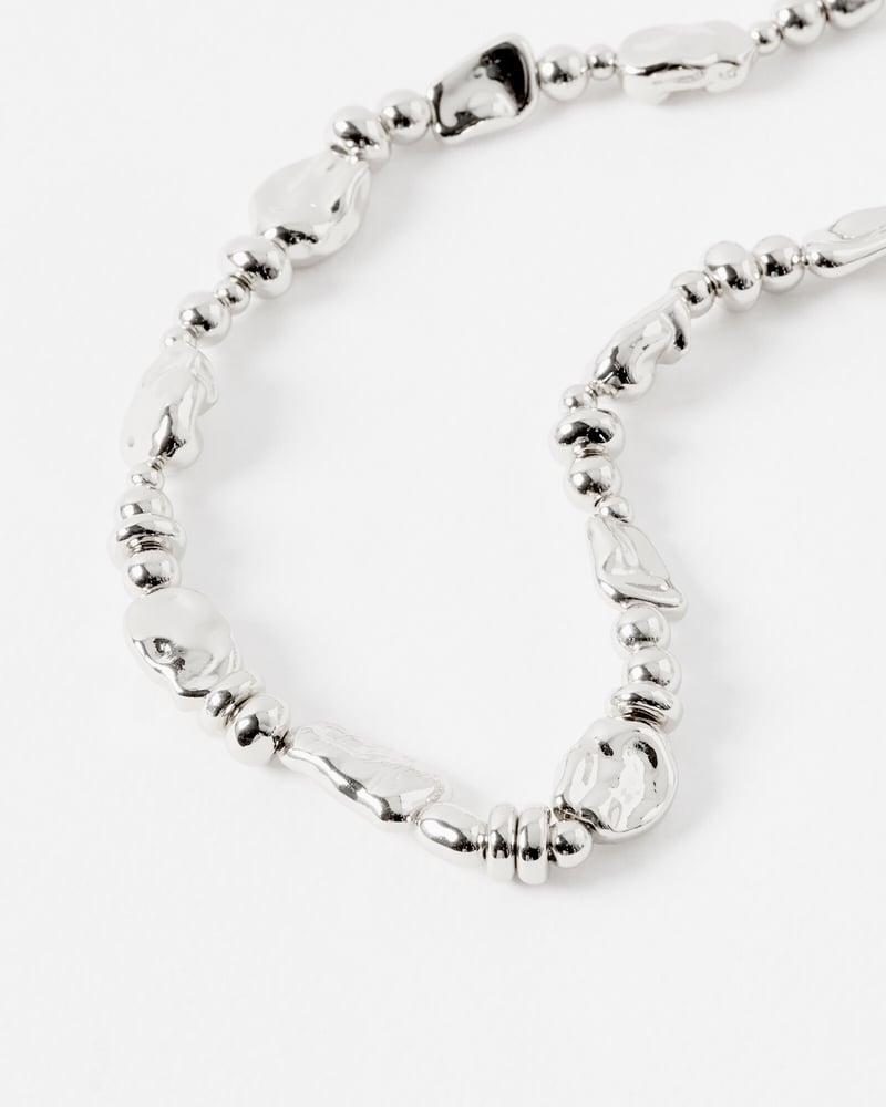 Charlie Chunky Silver Tone Beaded Necklace