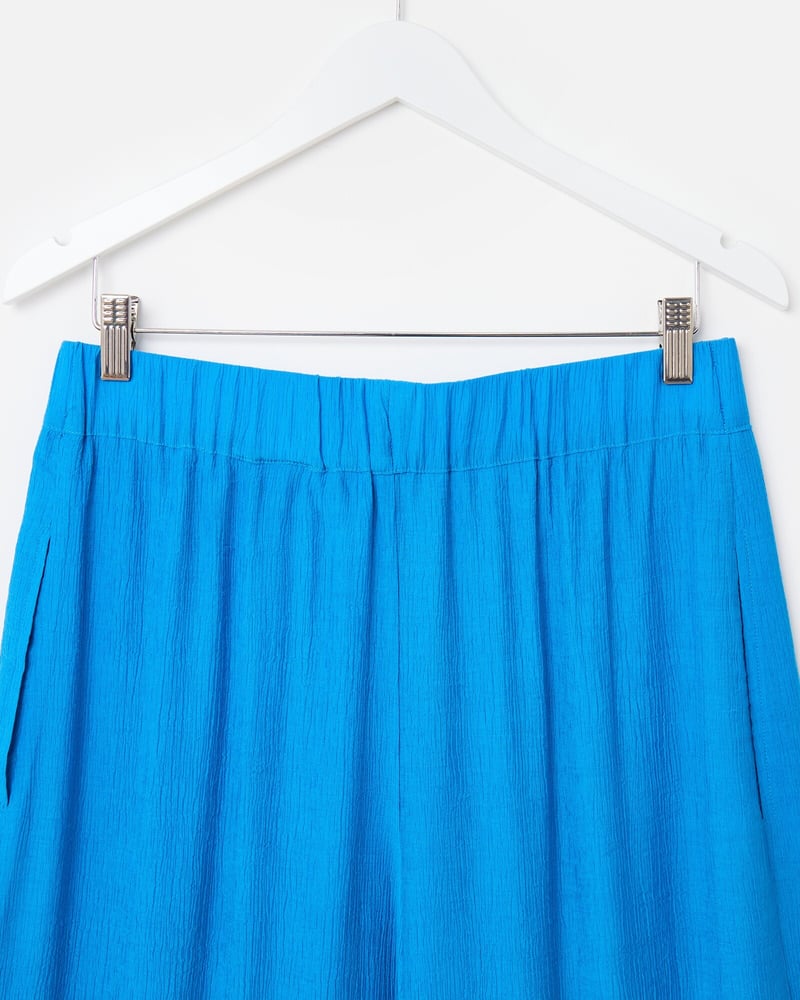 Cobalt Blue Crinkled Wide Leg Trousers