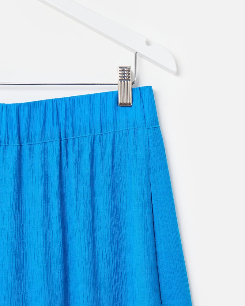 Cobalt Blue Crinkled Wide Leg Trousers