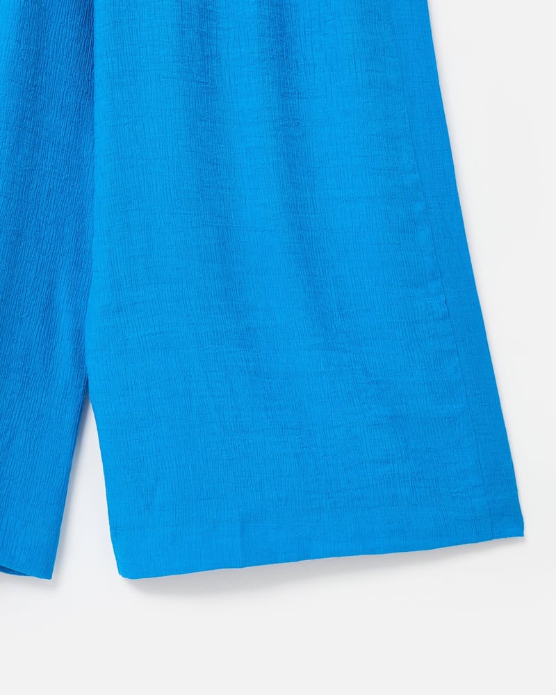 Cobalt Blue Crinkled Wide Leg Trousers