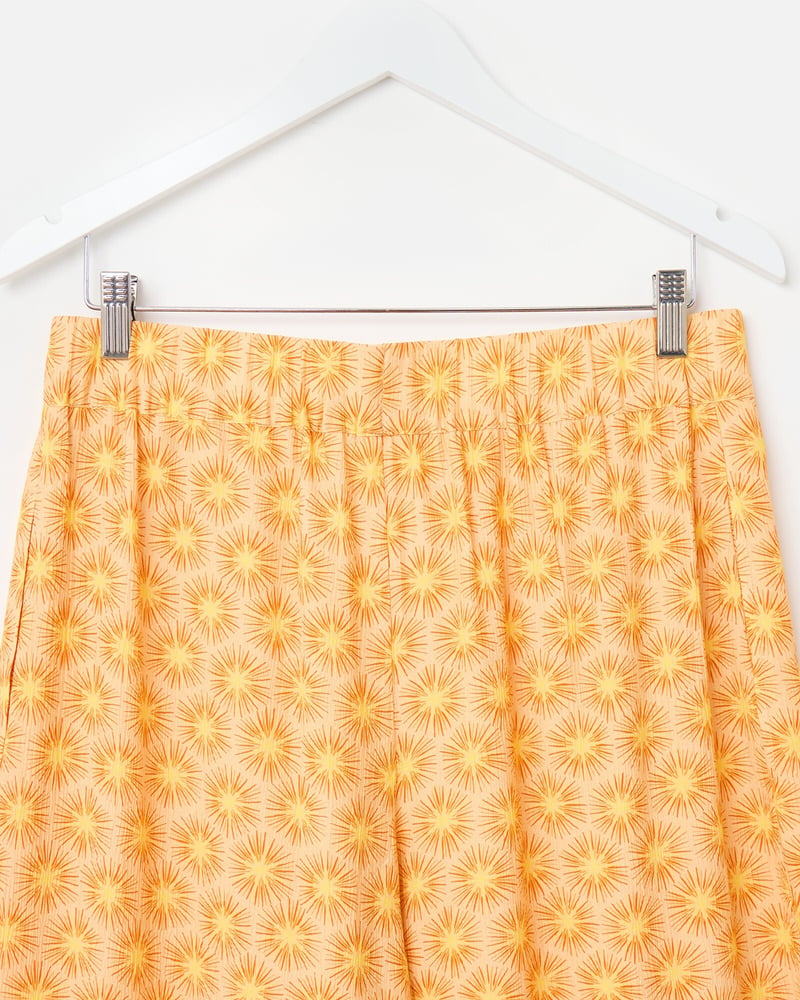 Orange Sunburst Print Cropped Wide Leg Trousers
