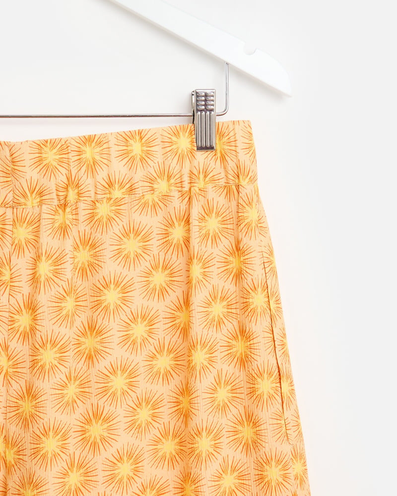 Orange Sunburst Print Cropped Wide Leg Trousers