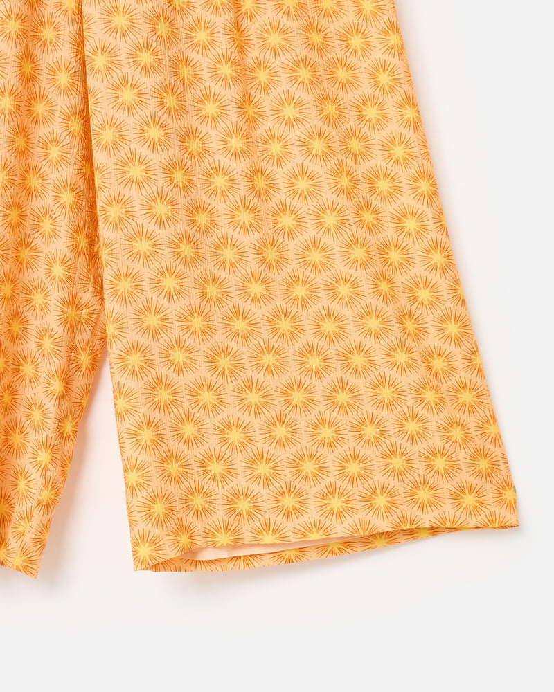 Orange Sunburst Print Cropped Wide Leg Trousers