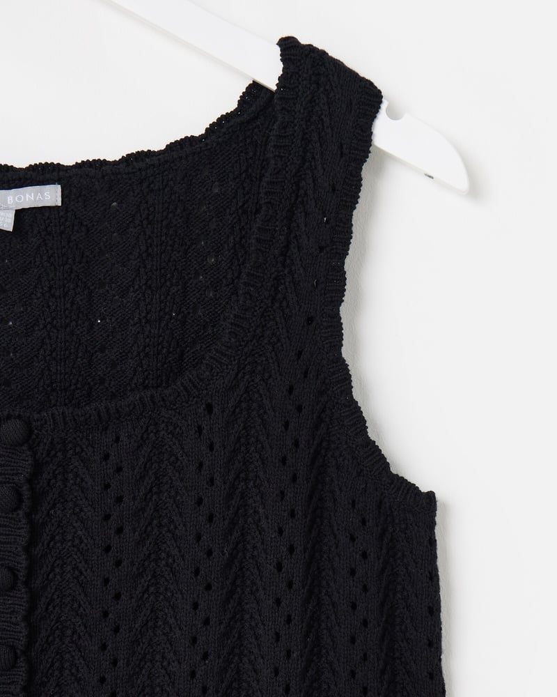 Black Button Up Knitted Vest