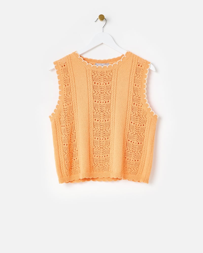 Orange Textured Stripe Knitted Vest