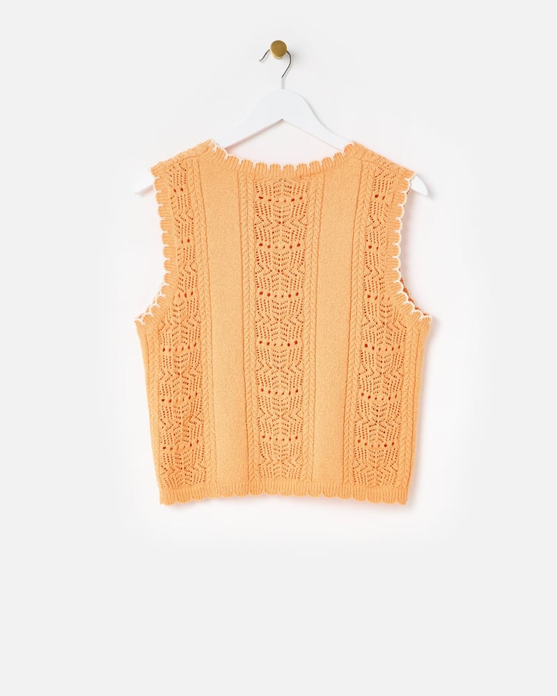 Orange Textured Stripe Knitted Vest
