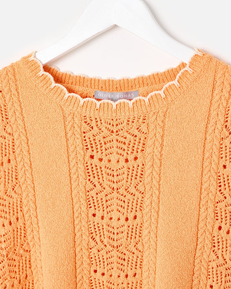 Orange Textured Stripe Knitted Vest