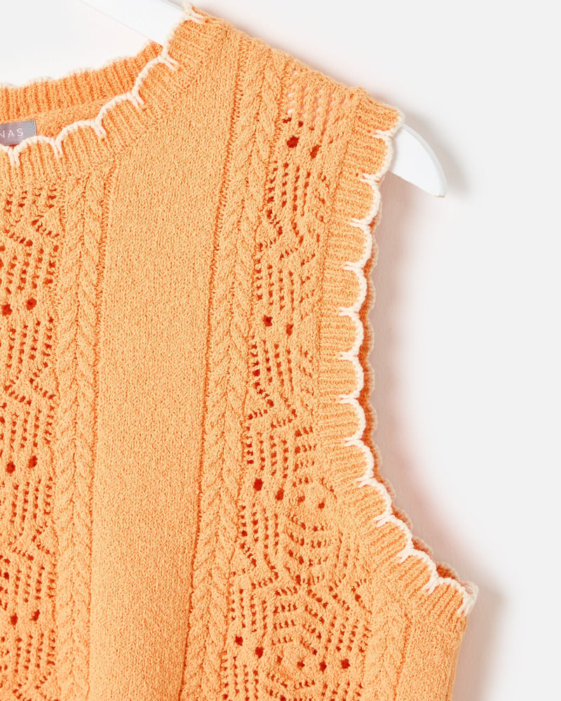 Orange Textured Stripe Knitted Vest