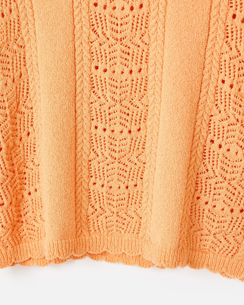 Orange Textured Stripe Knitted Vest