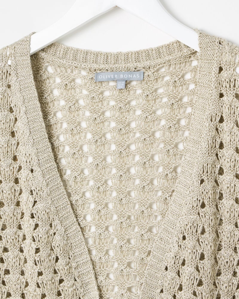 Gold Sparkle Open Front Knitted Waistcoat