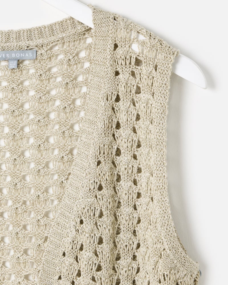Gold Sparkle Open Front Knitted Waistcoat