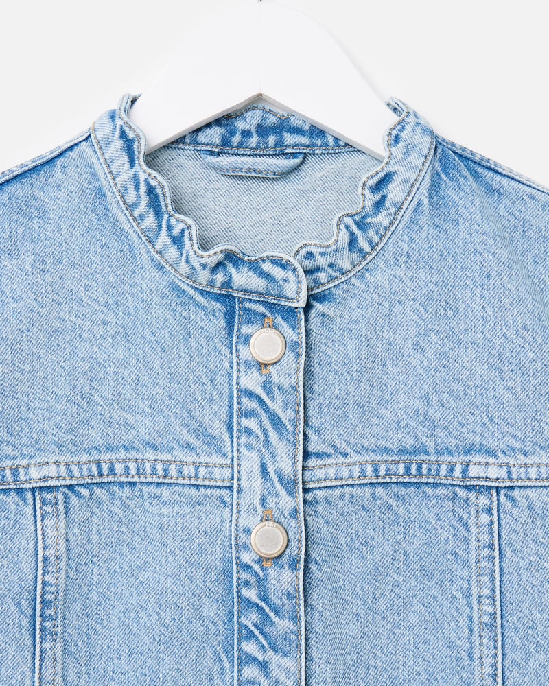 Light Blue Scalloped Denim Waistcoat