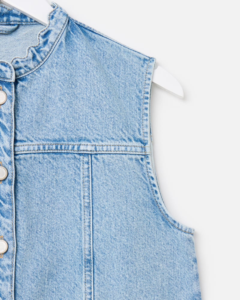 Light Blue Scalloped Denim Waistcoat