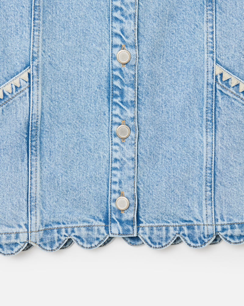 Light Blue Scalloped Denim Waistcoat