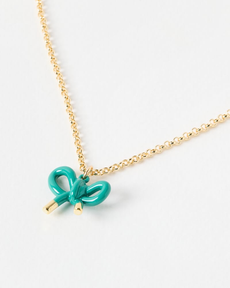 Kylie Green Enamel Bow Necklace