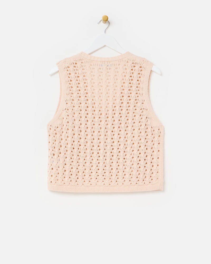 Pale Pink V-Neck Knitted Waistcoat