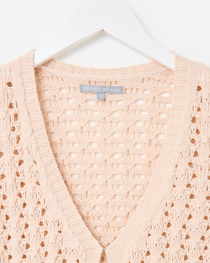Pale Pink V-Neck Knitted Waistcoat