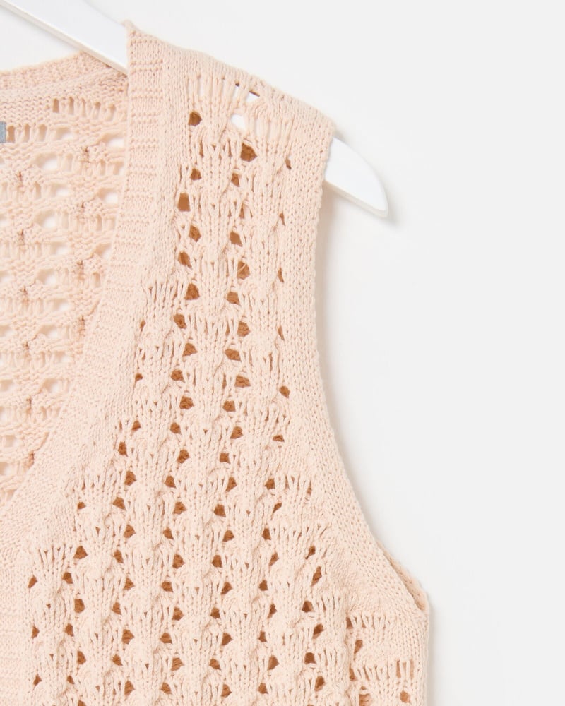Pale Pink V-Neck Knitted Waistcoat